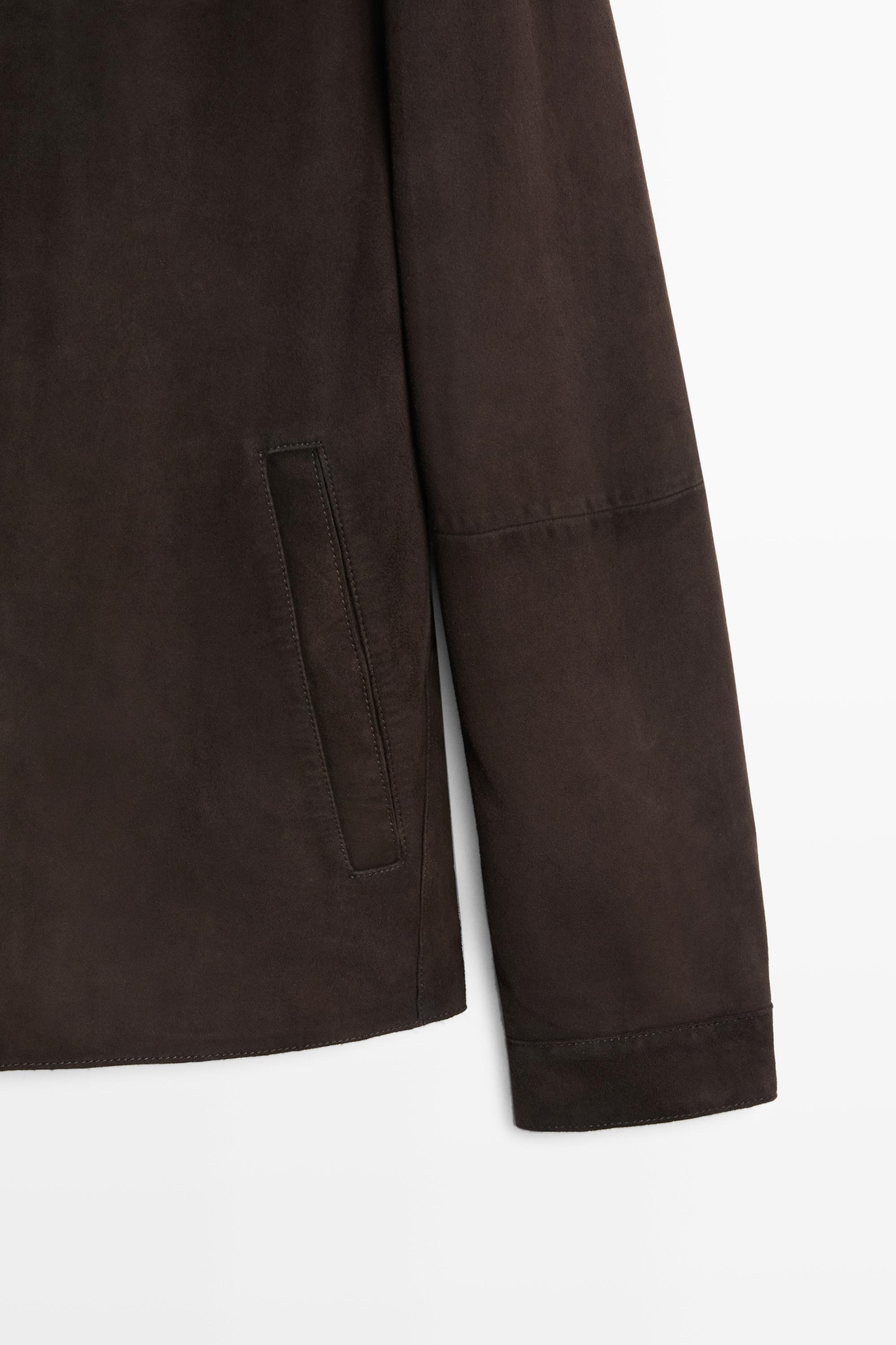Suede leather pocket overshirt